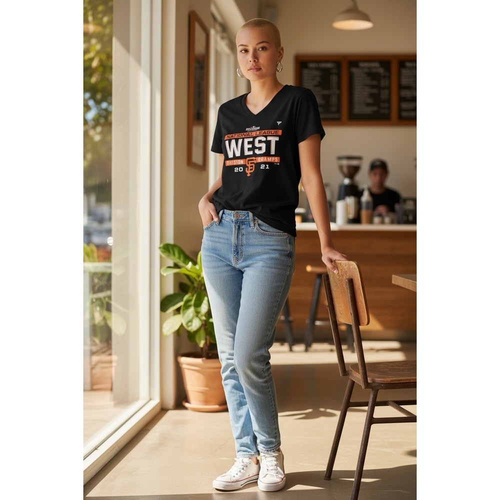 Fanatics San Francisco Giants 2021 NL West Division Champs V-Neck TShirt Black S